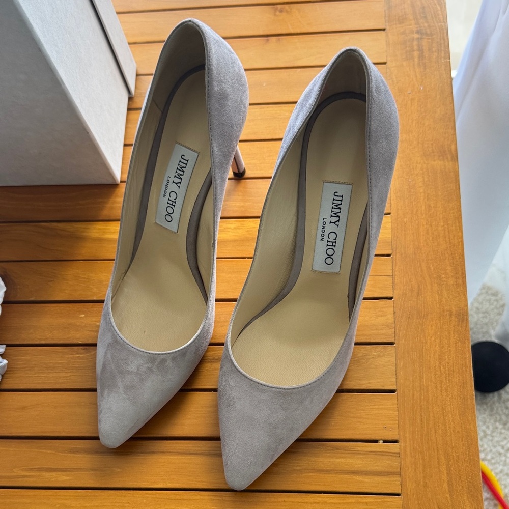 Jimmy Choo Taupe Suede Heels